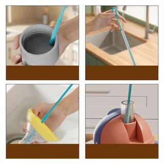 Bàn chải làm sạch ống hút uống nước BAMBOOB, Bàn chải làm sạch ống hút silicon có thể tái sử dụng dài, Bàn chải khoảng cách tiện ích nhà bếp gia dụng