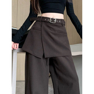 Fashion Autumn Trousers Wide Leg Pants Two Pieces Leisure Mopping American Draped Suit Women's Design New High Waist