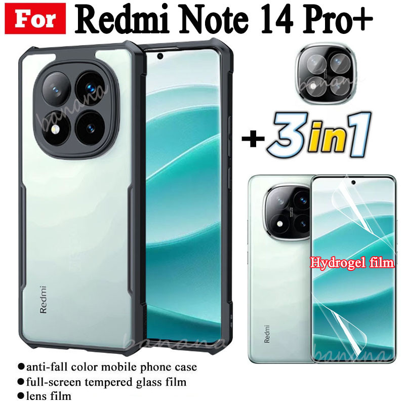 Ốp điện thoại di động chống rơi 3in1 Redmi Note 14 Pro + cho Redmi Note 14Pro Note 14 Pro Plus Phim kính cường lực + Phim ống kính