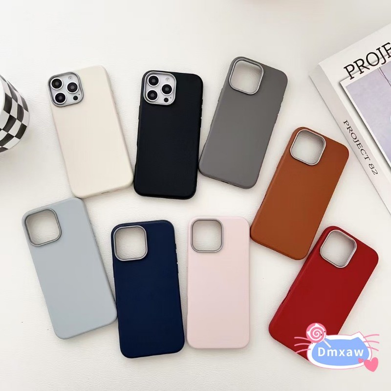 Ốp Điện Thoại Da Màu Trơn Đơn Giản Cho Realme 15T 15 14 Pro Plus 14X C75X C75 C73 C71 Narzo 80 Lite Note 70 5G 4G Vỏ TPU Mềm Da Kinh Doanh Họa Tiết Da Cảm Giác Lưng