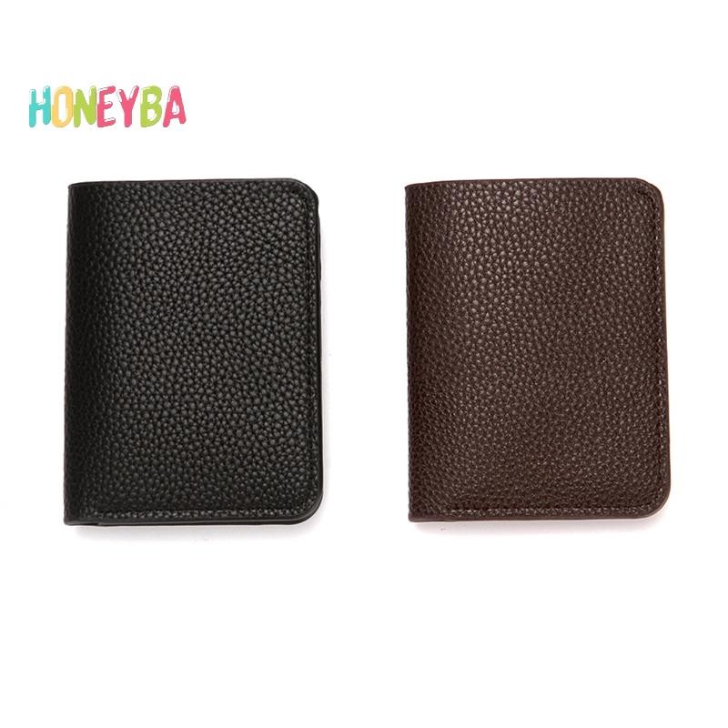 < Honeyba > Ví nam mềm thời trang bằng da họa tiết vải thiều Ví đựng tiền xu Hộp đựng thẻ lái xe