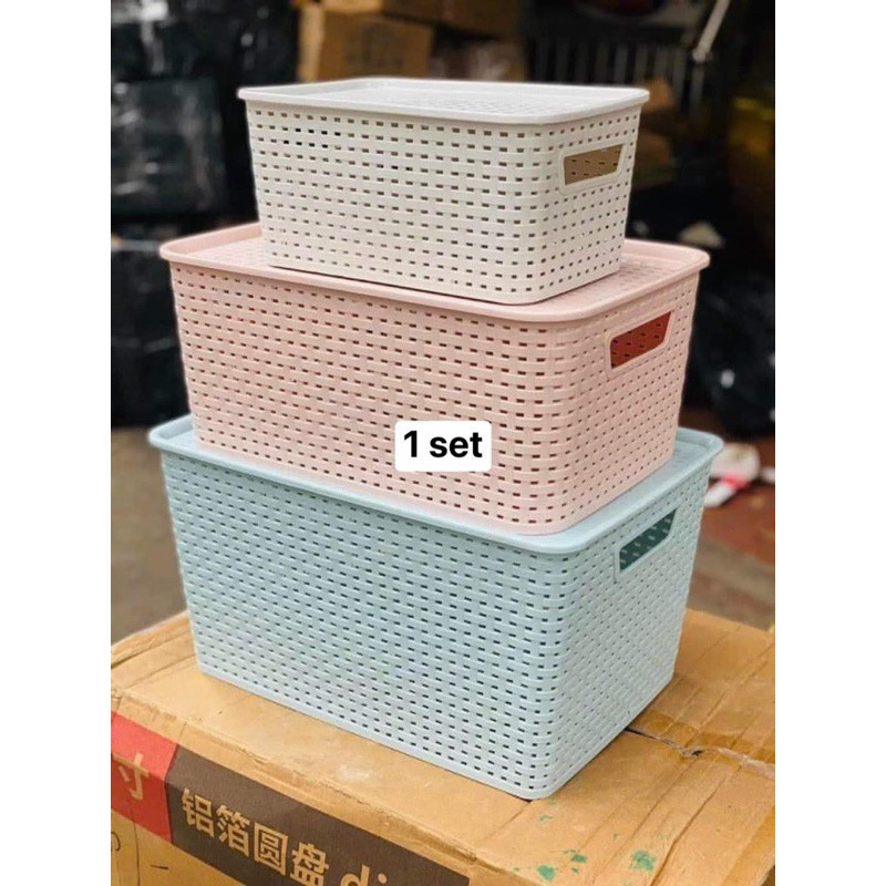 Giỏ Nhựa Có Nắp 3 Size Việt Nhật, Giỏ Đựng Đồ Đa Năng Tiết Kiệm Không Gian Nhà Bếp, Phòng Khách