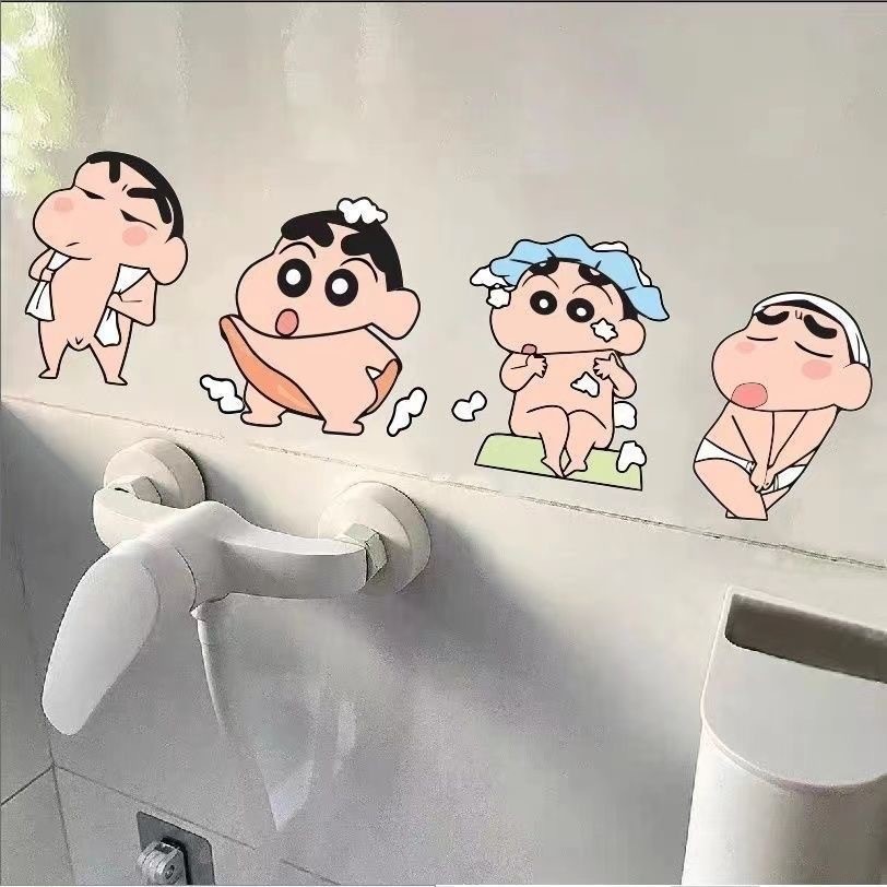 Miếng dán Crayon Shin-chan mới chống nước, dùng cho nhà vệ sinh, xe máy, tủ lạnh, xe hơi, tường
