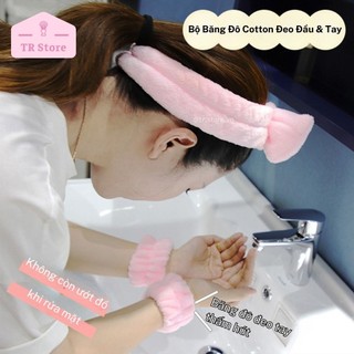 Bộ Băng Đô Cotton Đeo Đầu & Tay – Tiện Lợi Khi Rửa Mặt