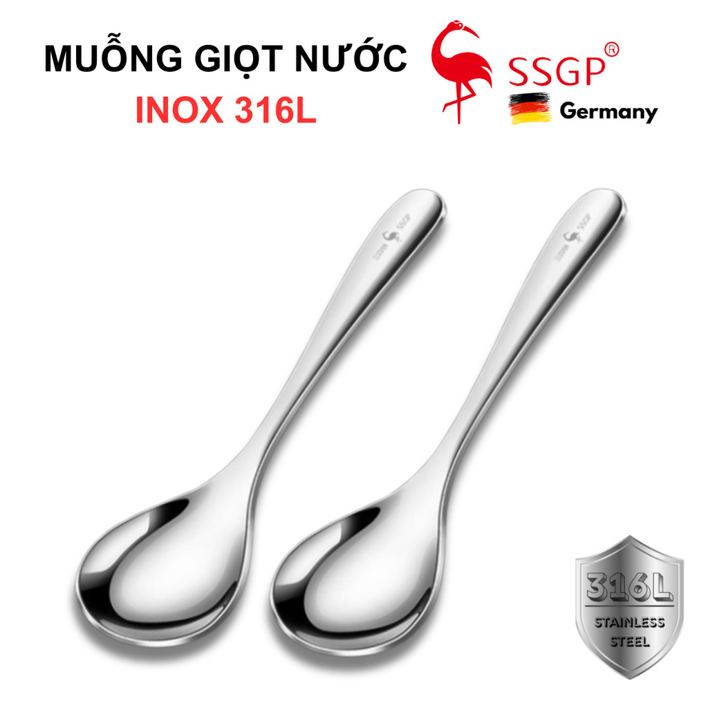 Muỗng inox 316 cao cấp giọt nước SSGP Thìa inox 304, muỗng ăn cơm inox ...