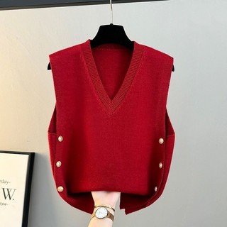 Áo Vest Nữ Xuân Thu 2025 Rời Ngoài Mặc Dệt Kim Áo Cổ Chữ V Áo Len Áo Khoác Áo Khoác Áo Khoác Mùa Đông Áo Khoác