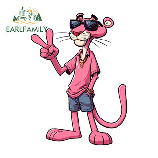 EARLFAMILY Pink Panther Kéo Tay Xe Hơi Miếng Dán Cá Tính Chống Thấm Nước Xe Máy Xe Đẩy Ốp Lưng JDM Decal Chống Trầy Xước Bảo Vệ Cửa Xe Ô Tô