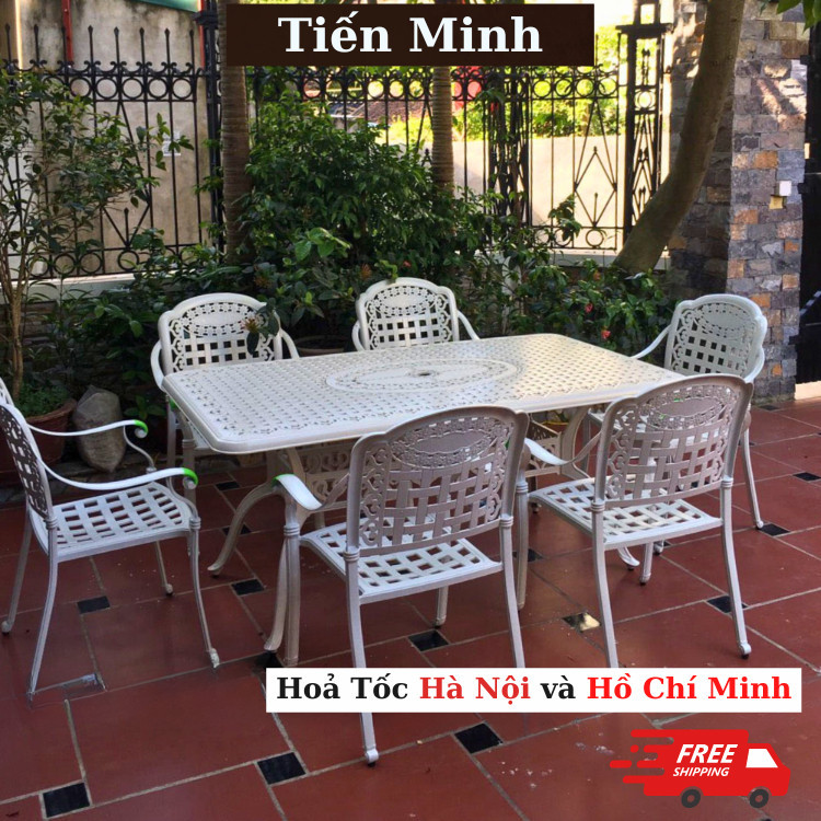 Bộ bàn ghế sân vườn ngoài trời HCN Bộ bàn ghế ban công ngoài trời nhôm đúc Bàn ghế ngoài trời - BO12