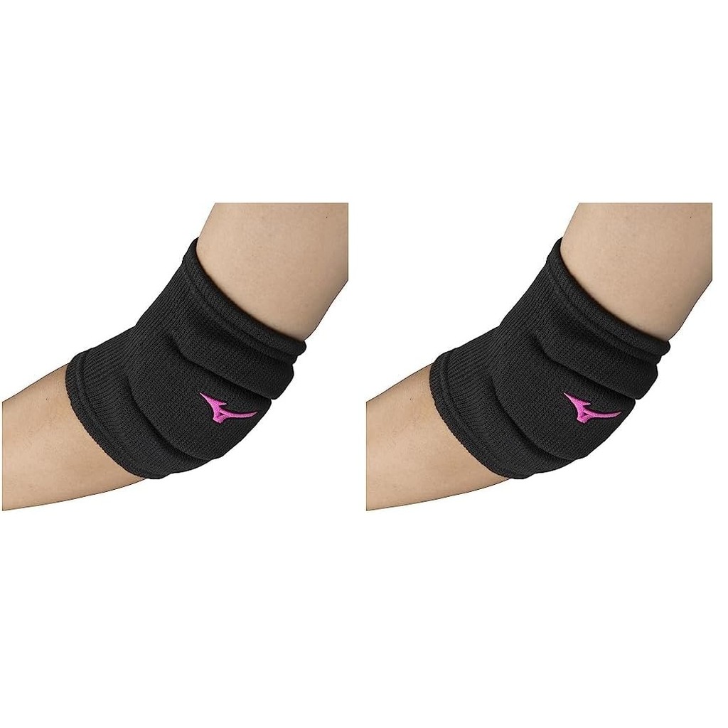 MIZUNO Volleyball Elbow Supporter (Padded, Unisex) V2MYA100 Black x Magenta, 1 Piece (Set of 2) ㅤDirect From Japan