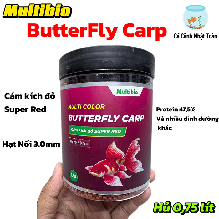 Hủ 0,75 lít Cám Dạng Hạt Tăng Màu Cho Cá Chép Sư Tử MULTI COLOR BUTTERFLY CARP (k gây đục nước)