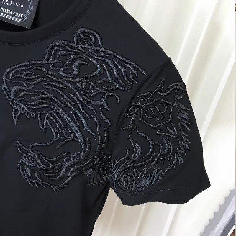 Áo Thun Thêu Hổ 1 Vai Philipp Plein qp KCloset Áo Phông Cotton Dày Dặn Dáng Rộng Nam Nữ NA452