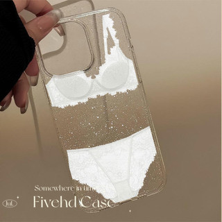 Ins Hàn Quốc Thiết kế đồ lót ren trắng gợi cảm Bling HD Vỏ trong suốt cho iPhone 11 16 16E 15 14 13 12 Pro Xs Max XR X 7 8 Plus SE Vỏ điện thoại mềm Bảo vệ Nhật Bản Vỏ lấp lánh