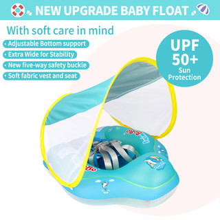 Phao Bơi Cho Bé Có Mái Che UPF 50+, Vòng Bơi Dưới Nách Chống Lật, Ghế Lưới Thoáng Khí An Toàn