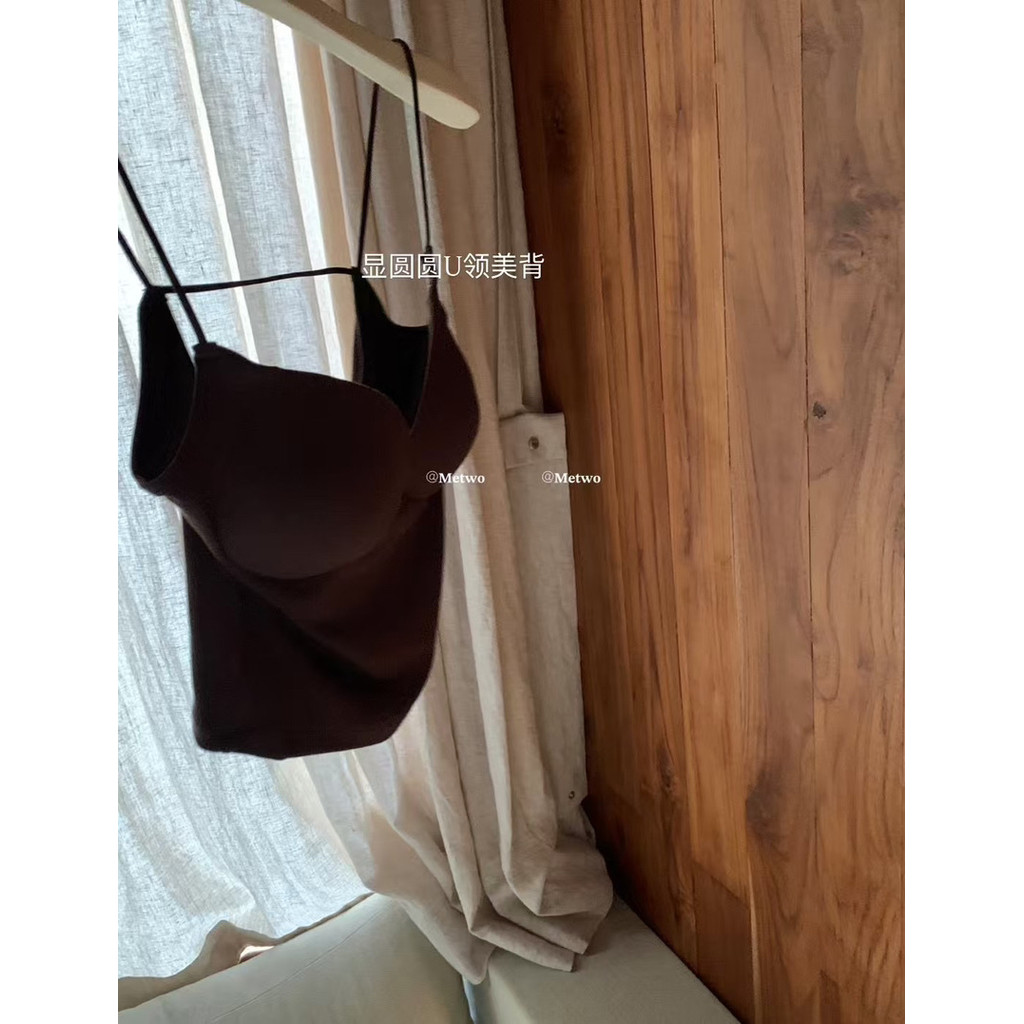 Ôm Hơn Nhìn Tròn Cổ Chữ U Đẹp Lưng Tích Hợp Đồ Lót Cốc Cao Su Ôm Hơn Nhìn Camisole