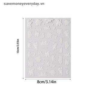 [savemoneyeveryday] Nhãn dán móng tay hình hoa mộc lan trắng Vẽ tay Tính khí Nhãn dán móng tay Tăng cường trang trí Decal [vn]