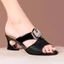 Dép Guốc Nữ Gót Vuông 5cm Hở Mũi Quai Ngang Đính Đá Hoá Pha Lê Cao Cấp Top Women Shoes - Mã CG787