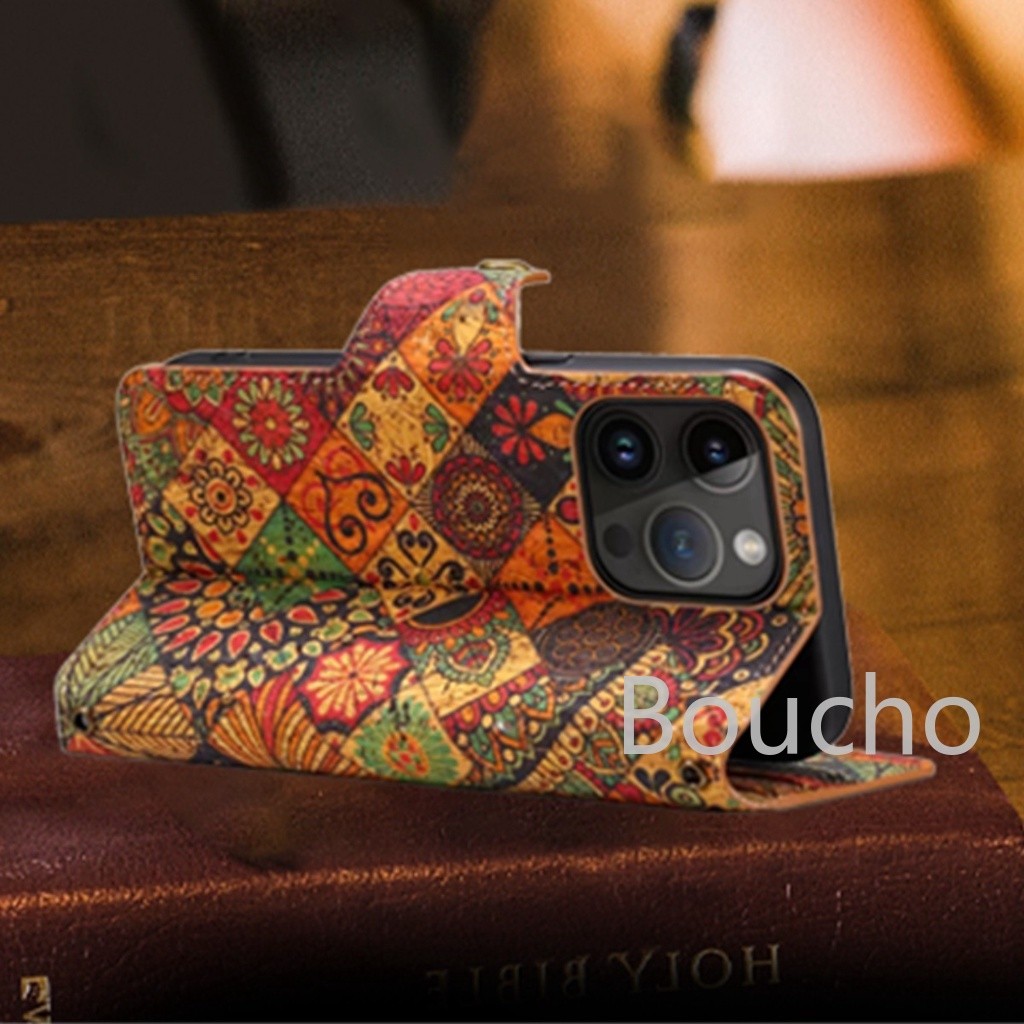 Ốp Điện Thoại Da Hoa Thanh Lịch Cho iPhone 16 15 Pro Max 14 Plus 13 12 11 Xs Max X Xr 7 8 SE 2022 Ví Đựng Thẻ Đứng