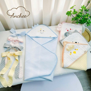 Choàng ủ xốp trần hàn 4 mùa phối tai thú Anchee kèm đai cho bé từ sơ sinh