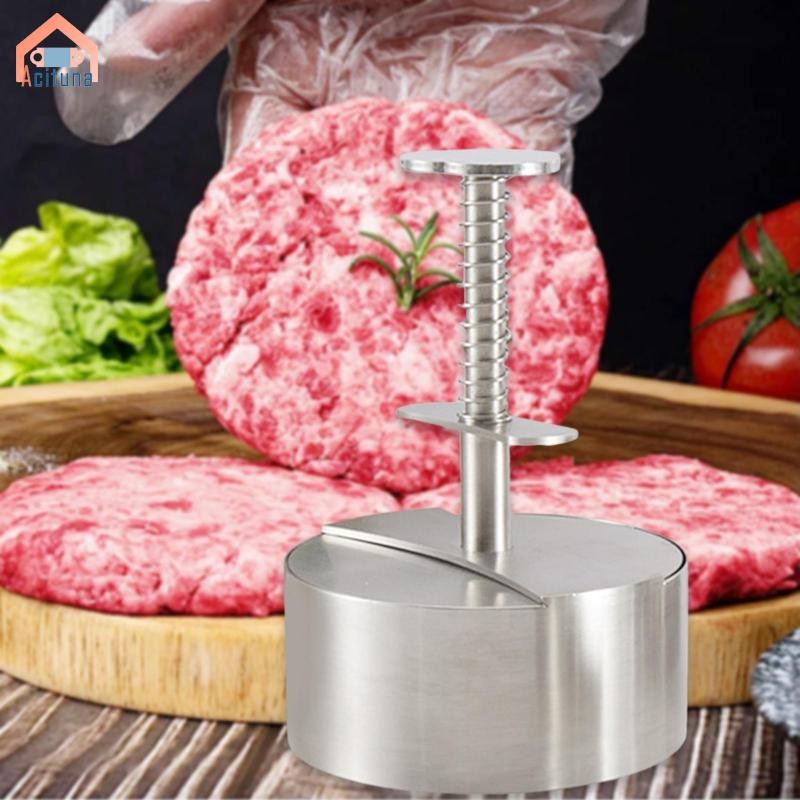 Acutuna Thép không gỉ Burger Press Smooth Hướng dẫn sử dụng chuyên nghiệp Patty Khuôn làm bánh sandwich Nấu thịt nướng Thịt nướng tự chế Bít tết thịt