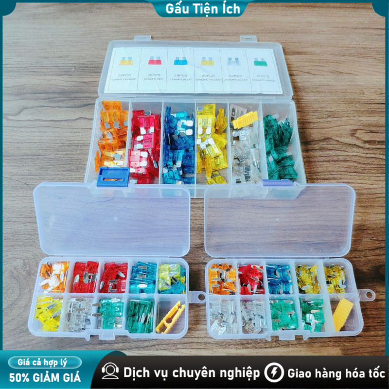 Set 120 Cầu Chì Lưỡi Nhỏ Cho Xe Tải/Xe Hơi 6 thông số kỹ thuật khác nhau