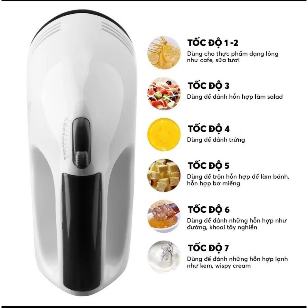 Máy Đánh Trứng - Máy Đánh Trứng Cầm Tay - Trộn Bột - Trộn Kem, Sữa, Cafe - Công Suất Cao, Nhuyễn Đều