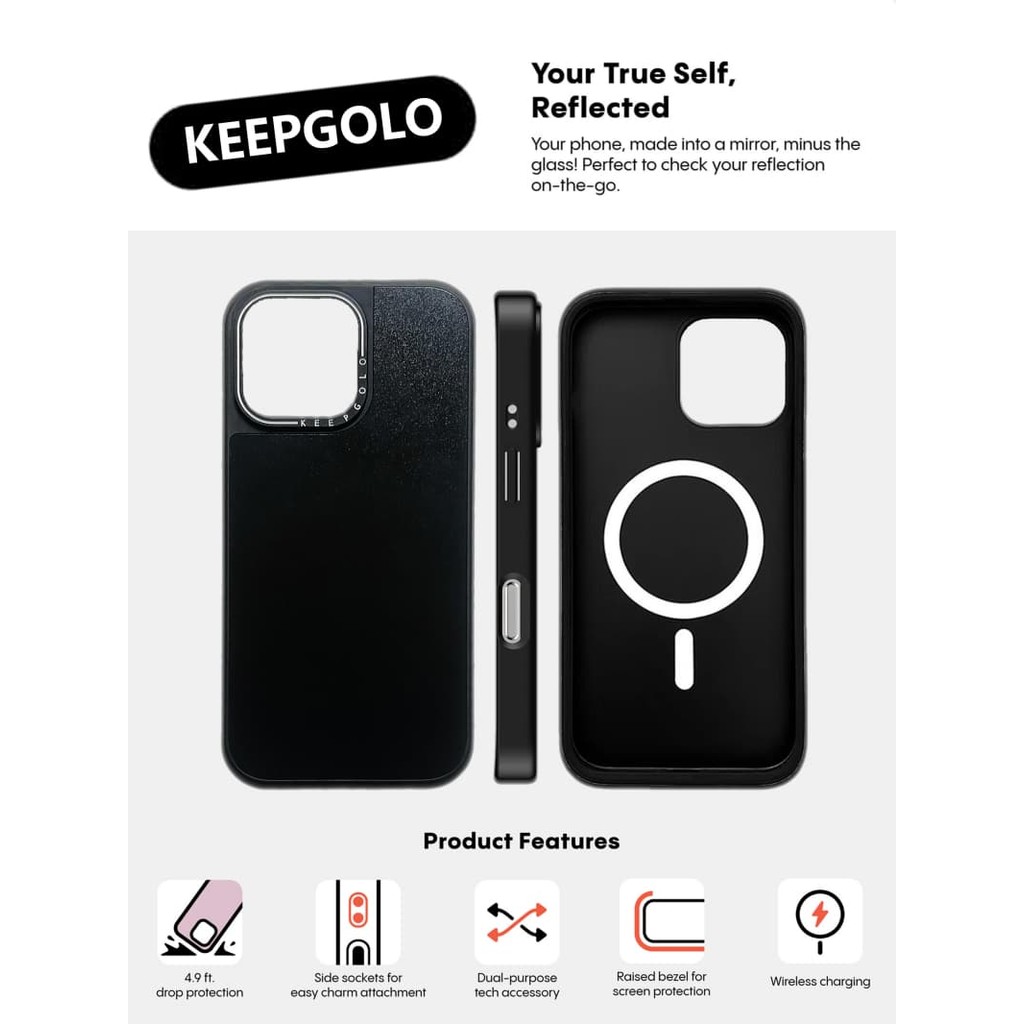 Ốp lưng iPhone hút từ tính KEEPGOLO X Matte Black Frame IPhone 16 / 15 / 14 / 13 Pro Max 16 / 15 / 14 Plus có Logo khắc hộp