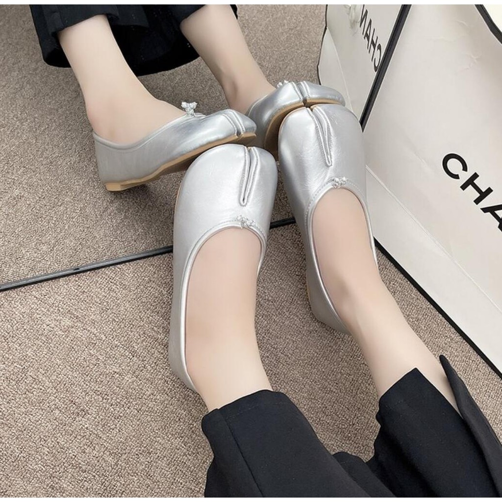 Phong Cách Nhật Bản Tabi Ninja Giày Nữ Cozy Da Flats Tách Hoof Ngón Chân Loafers Femme Mary Jeans Mocasines Nữ Ballerina Giày