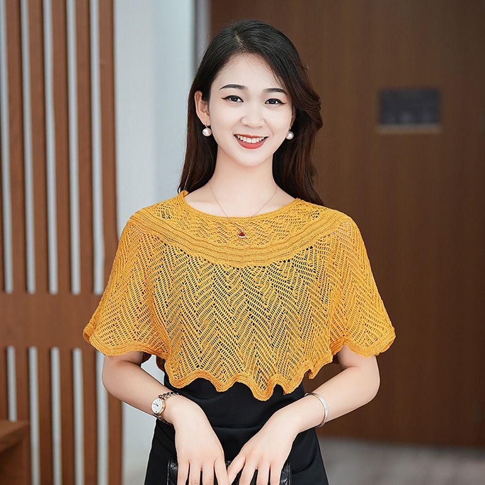 Khăn choàng dệt kim HOBBYIN và áo khoác mỏng ren nhiều màu - Thoáng khí dành cho nữ