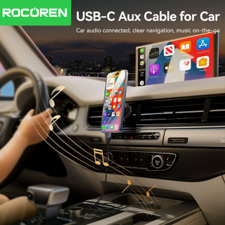 Cáp âm thanh AUX Rocoren Type-C sang 3,5mm Nam sang Nam Âm thanh tinh khiết Thưởng thức cho điện thoại Tai nghe Laptop Xe hơi Âm thanh TV