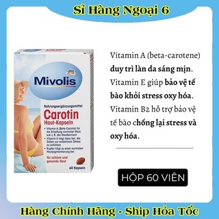 [Nội địa Đức] Viên Uống Chống Nắng Mivolis Carotin Hộp 60 Viên của Đức