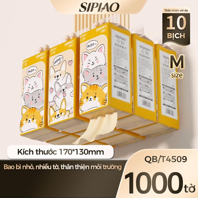 [10 gói] Giấy lụa mềm dày Sipiao 4ply (1293-10) 1000 chiếc mỗi gói Giấy vệ sinh VN Size 170 * 130mm