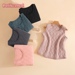 Phụ Nữ Dày Kích Thước Lớn Vest Nhiệt Cotton Trơn Ấm Áp Thoải Mái Áo Thu Đông Mới Áo