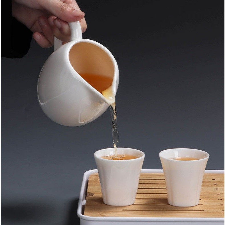 Tống Chuyên Trà Bằng Sứ Trắng Bạch Định Thấu Quang Cảnh Đức Trấn