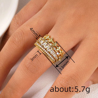 S925 Bạc 5 Mảnh Bộ Nhẫn Zircon Đơn Giản Trang Sức Thời Trang Quà Tặng Nữ