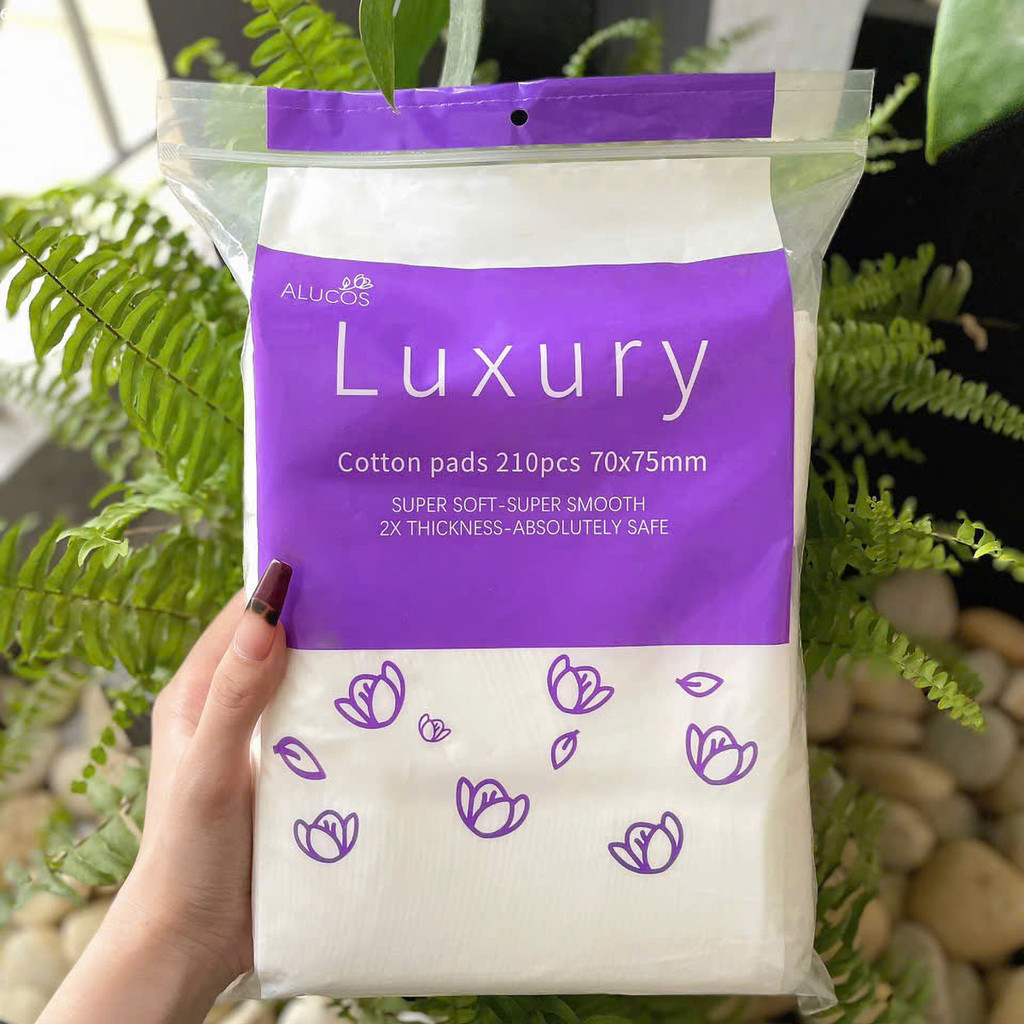 Bông Tẩy Trang Alucos LUXURY 210 Miếng Siêu Xịn, Mềm Mịn, Bông Tẩy Trang Luxury 210 Miếng