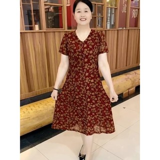Đầm trung niên cho mẹ ,Váy trung niên cho mẹ , DTN- HOA NHỎ , đi chơi dự tiệc sang trọng chất liệu thun co giãn 4 chiều