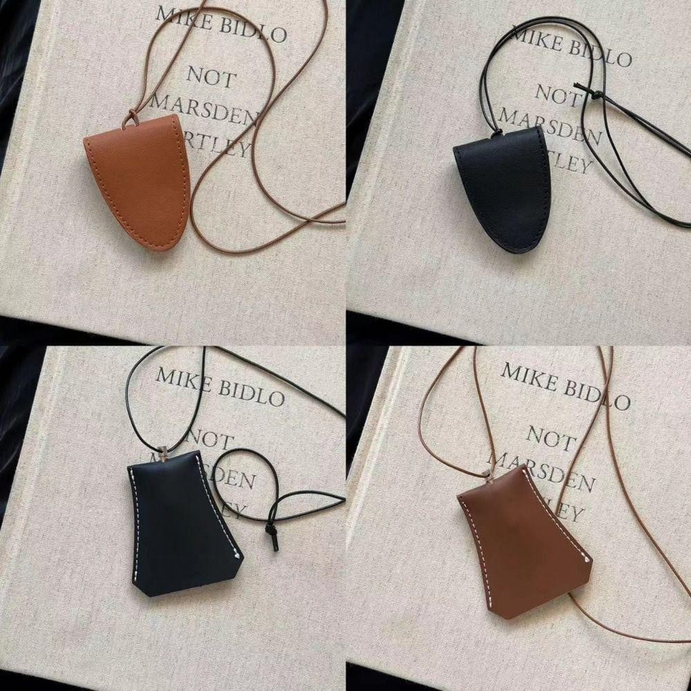 [Vận chuyển nhanh] Mặt dây chuyền túi đựng kính mắt SIMPLEAID, Dây treo lưu trữ Kẹp kính râm da, Túi treo cổ bền đơn giản đa chức năng
