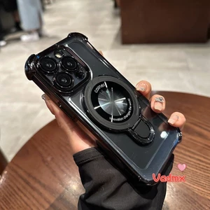 Ốp điện thoại có giá đỡ từ tính không dây cho Vivo IQOO Z9 Turbo Z9X Neo 9 8 Pro Z7i Y51 2020 Y33S Y75 5G Vỏ chống sốc chống rơi Vỏ bảo vệ mạ mờ