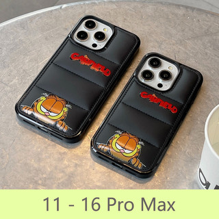 Áo khoác bông cotton, vỏ điện thoại hình mèo Lazy Coffee cho iPhone 16 15 14 12 11 13 Pro Max