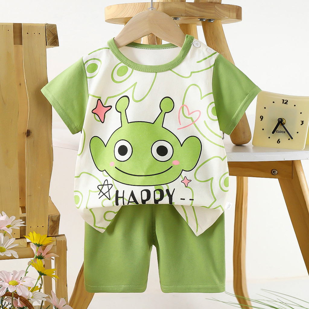 Trẻ Em Cotton Nguyên Chất Ngắn Tay Phù Hợp Với Bé Trai Bé Gái Mùa Hè Mỏng Phong Cách Thoáng Khí Hai Mảnh Áo Thun Tay Ngắn Top​ 73.-130 Kích thước BPRZ