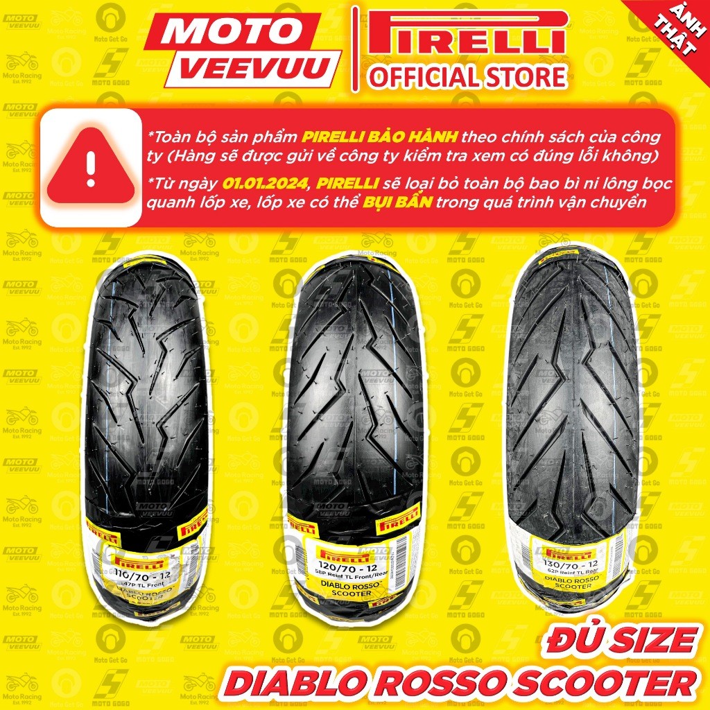 [MTVV] Vỏ lốp xe máy PIRELLI Diablo Rosso Scooter đủ size xe ga 110 120 ...