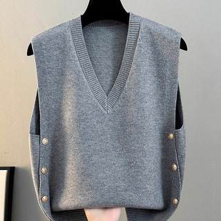 Áo Vest Nữ Xuân Thu 2025 Rời Ngoài Mặc Dệt Kim Áo Cổ Chữ V Áo Len Áo Khoác Áo Khoác Áo Khoác Mùa Đông Áo Khoác