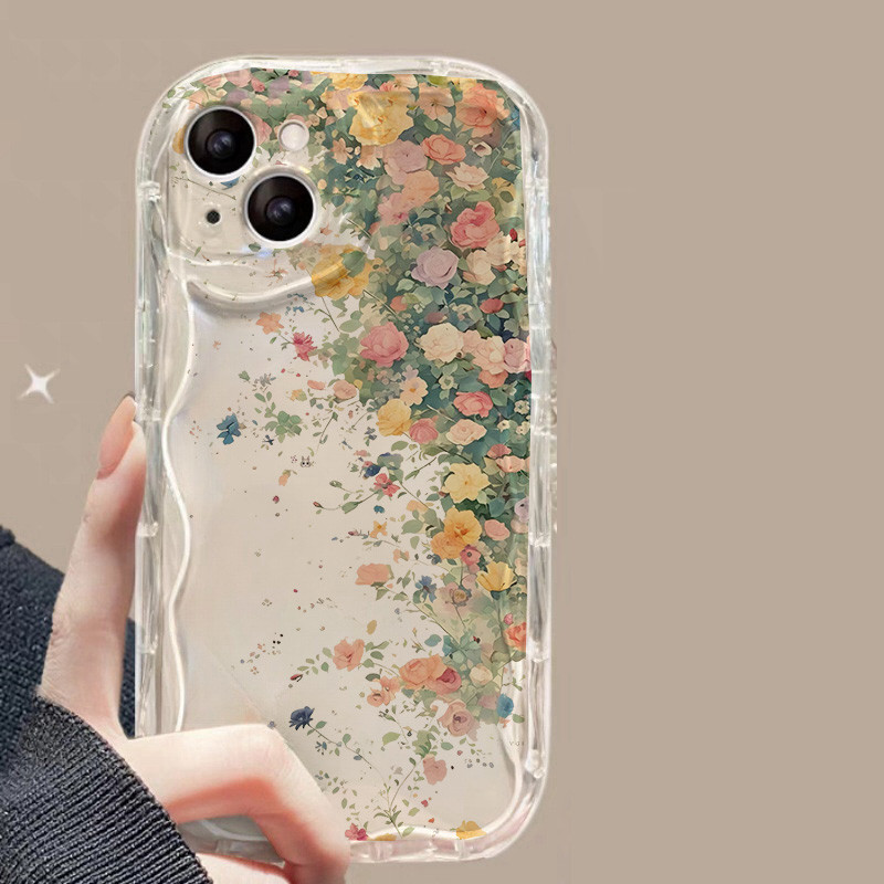 Ốp Lưng In Hình Hoa Cho Xiaomi Redmi Note 14 4G 13 14 Pro Plus 5G Redmi 13 12 14C Ốp Lưng Kem Trong Suốt Vồng Cạnh Hoa TPU Camera Bảo Vệ Silicon