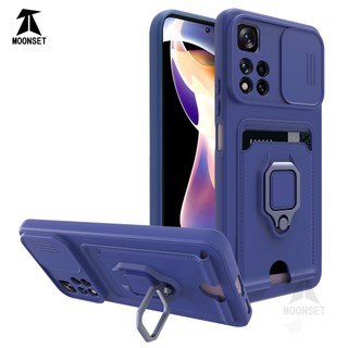 Dành Cho Redmi Note 11s 5G Note 11 Pro Plus 5G Ốp Lưng 4 Trong 1 Trượt Camera Bao Đựng Thẻ Đứng Vuông Freebie Dây Chống Sốc Chống Rơi Mỏng Mềm TPU Cover