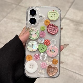 Thời Trang 3D Nút Nhiều Màu Sắc Trong Suốt Ốp Lưng Điện Thoại iPhone 16Promax 16Pro 15Promax 13 14 Pro Max Chống Sốc Nữ Điện Thoại Di Động