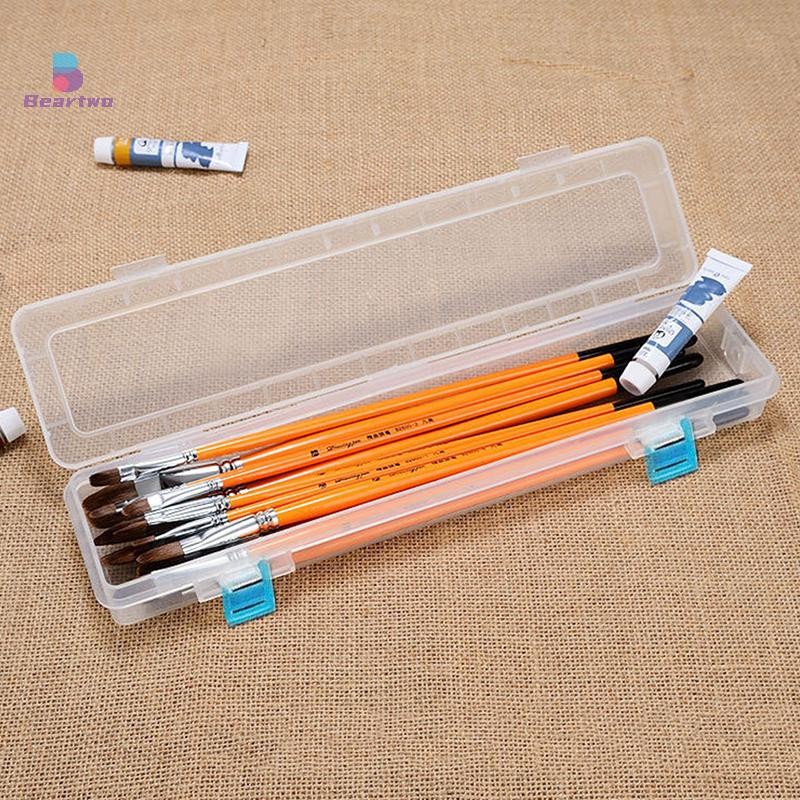 < beartwo > Bàn Chải Tranh Bút Chì Hộp Bảo Quản Bút Màu Nước Hộp Đựng Dụng Cụ Vẽ Thùng Nhựa Tổ Chức Hộp Bảo Quản Đẹp