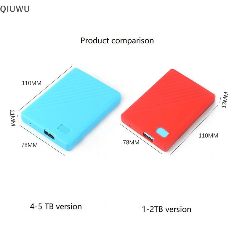 QIUWU Silicone HDD Case Túi Bảo Vệ Ổ Cứng Bìa Đĩa Bảo Vệ Da Cho My Passport 4T 5T.