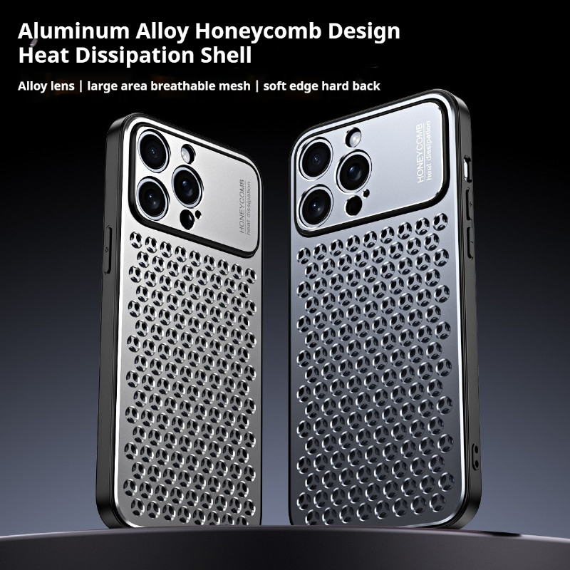 Vỏ Điện Thoại Iphone Hợp Kim Nhôm Tản Nhiệt Vỏ Điện Thoại Thiết Kế Tổ Ong Vỏ Bảo Vệ Thoáng Khí Cho Iphone 16 / 15 / 14 / 13