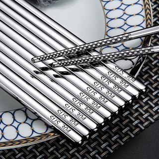 ( đũa 304 nên mua  ) Set 10  đôi đũa Inox Chất Lượng Cao 33gr/đôi Có Khắc Laser Chống Trượt
