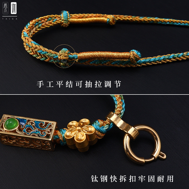 Vòng cổ Taiga Tây Tạng đan tay 8081, mặt dây Thangka, phong cách Tây Tạng, phối màu, dây 25.4.25